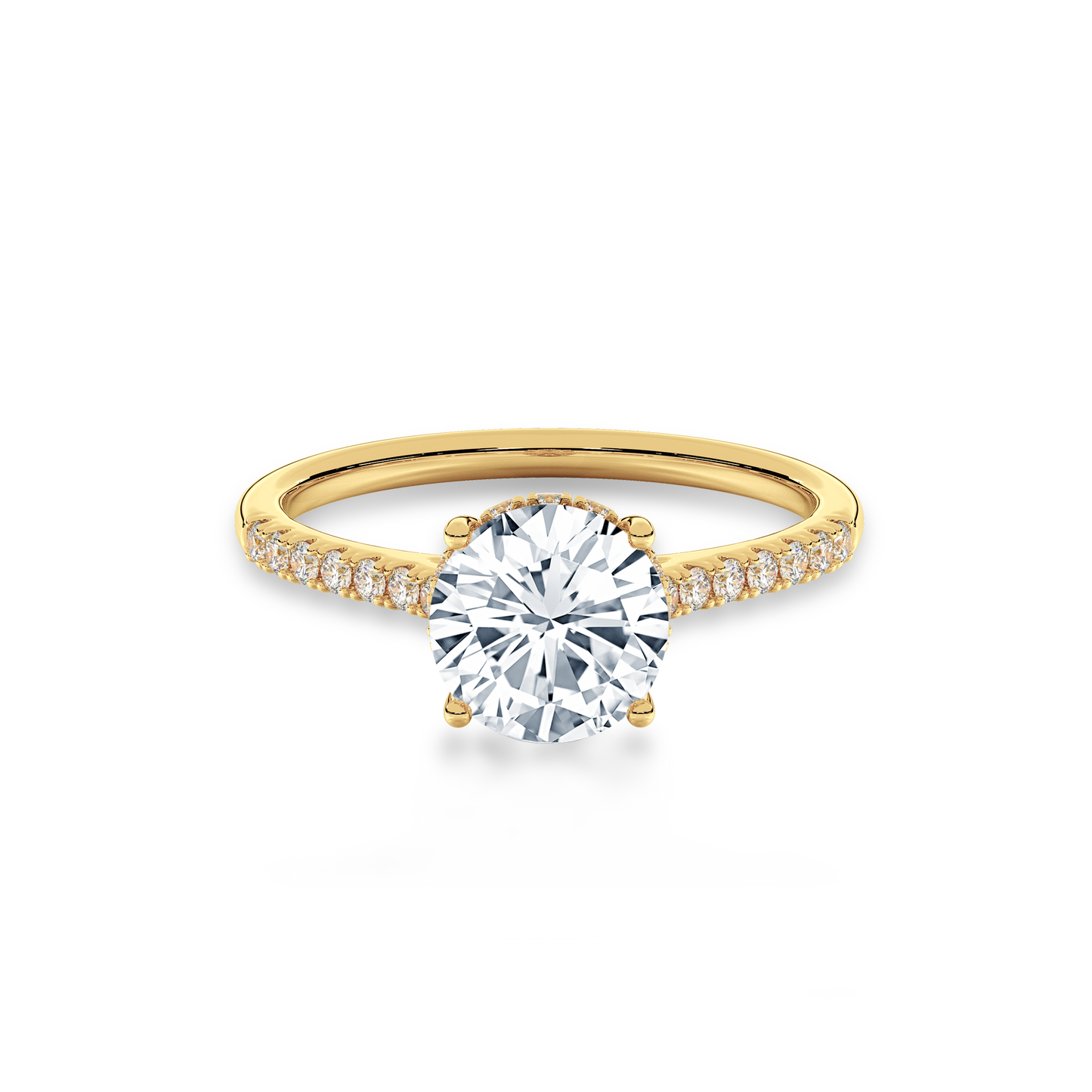 Hidden Halo II Round  Lab Grown Diamond Ring in 14K Gold