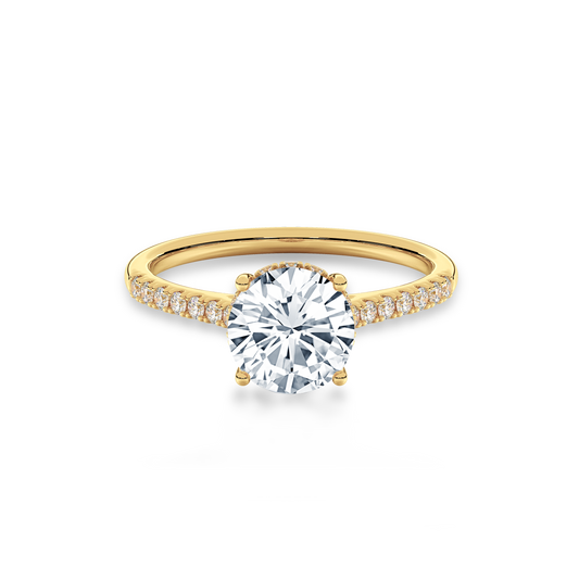 Hidden Halo II Round  Lab Grown Diamond Ring in 14K Gold
