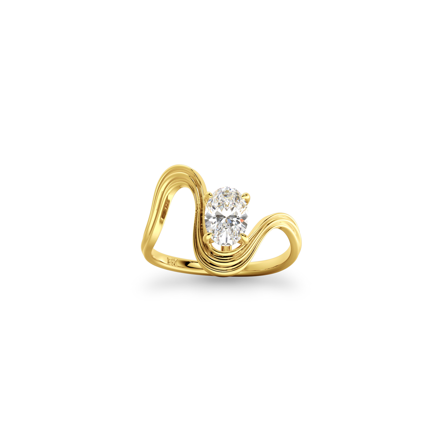 Oval  Luna  Curve Ring in Yellow Gold