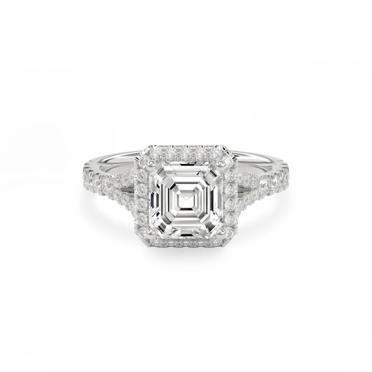 Elara Vintage Inspired Engagement Ring Asscher•White Gold