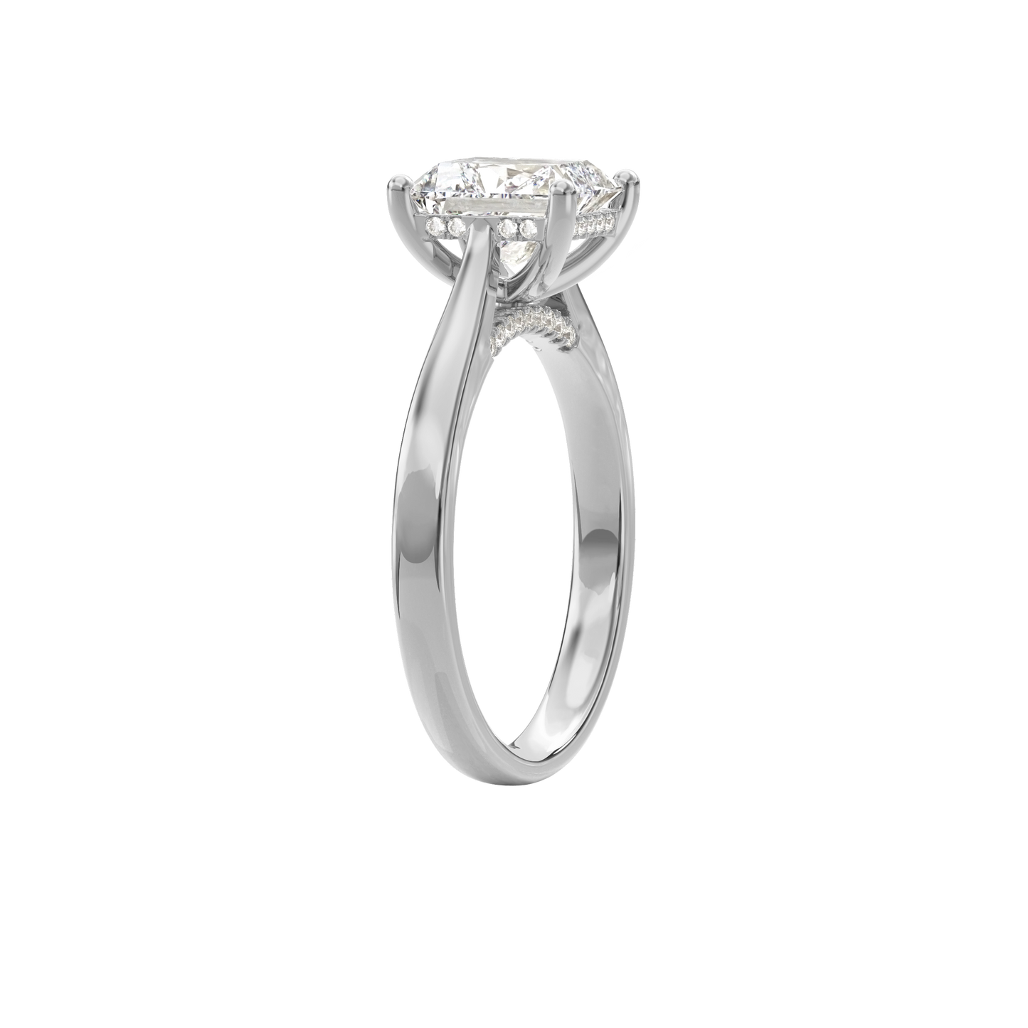 Elara Hidden Halo Salitaire Engagement Ring Radiant•White Gold