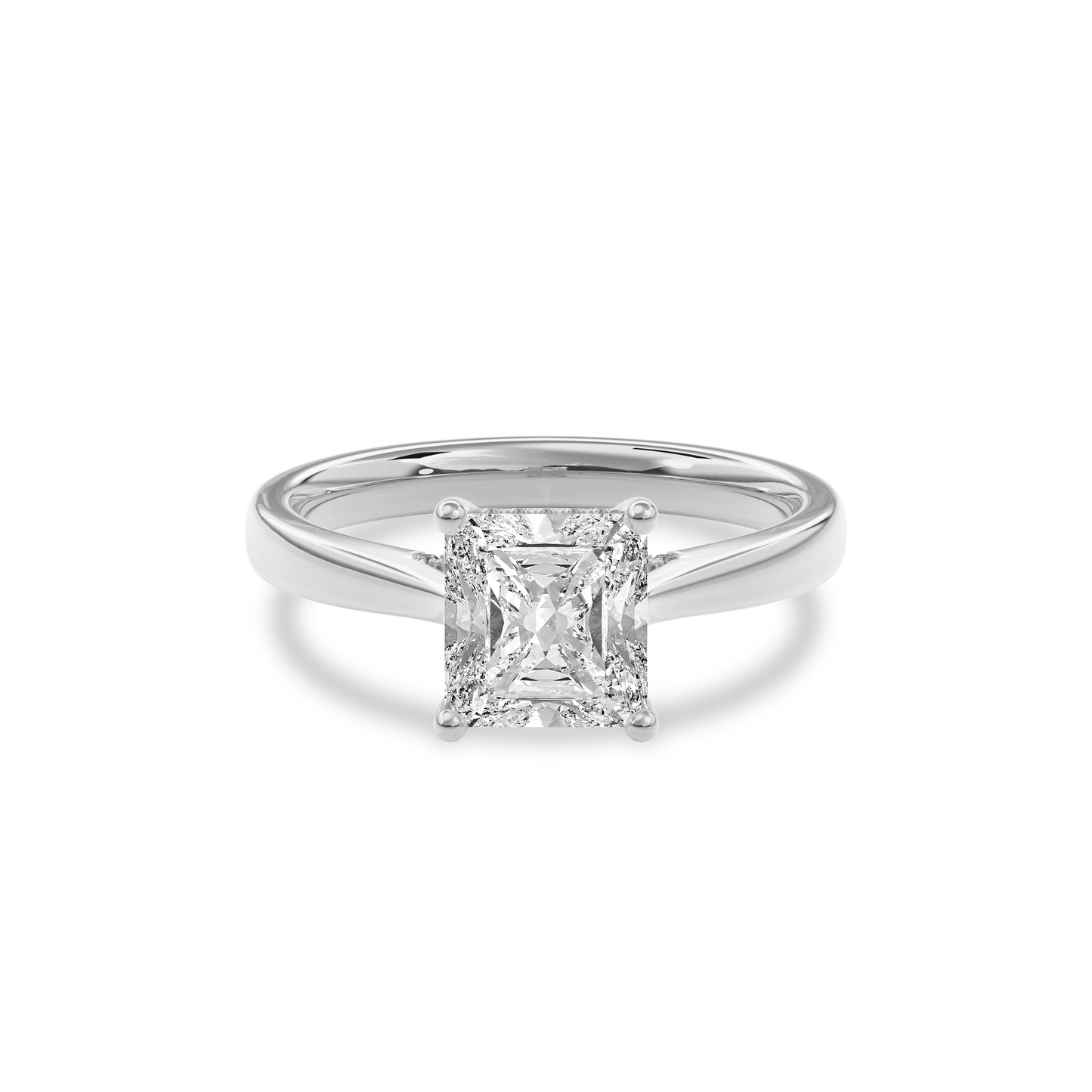 Elara Hidden Halo Salitaire Engagement Ring Radiant•White Gold