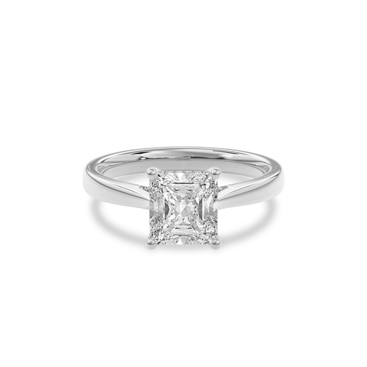 Elara Hidden Halo Salitaire Engagement Ring Radiant•White Gold
