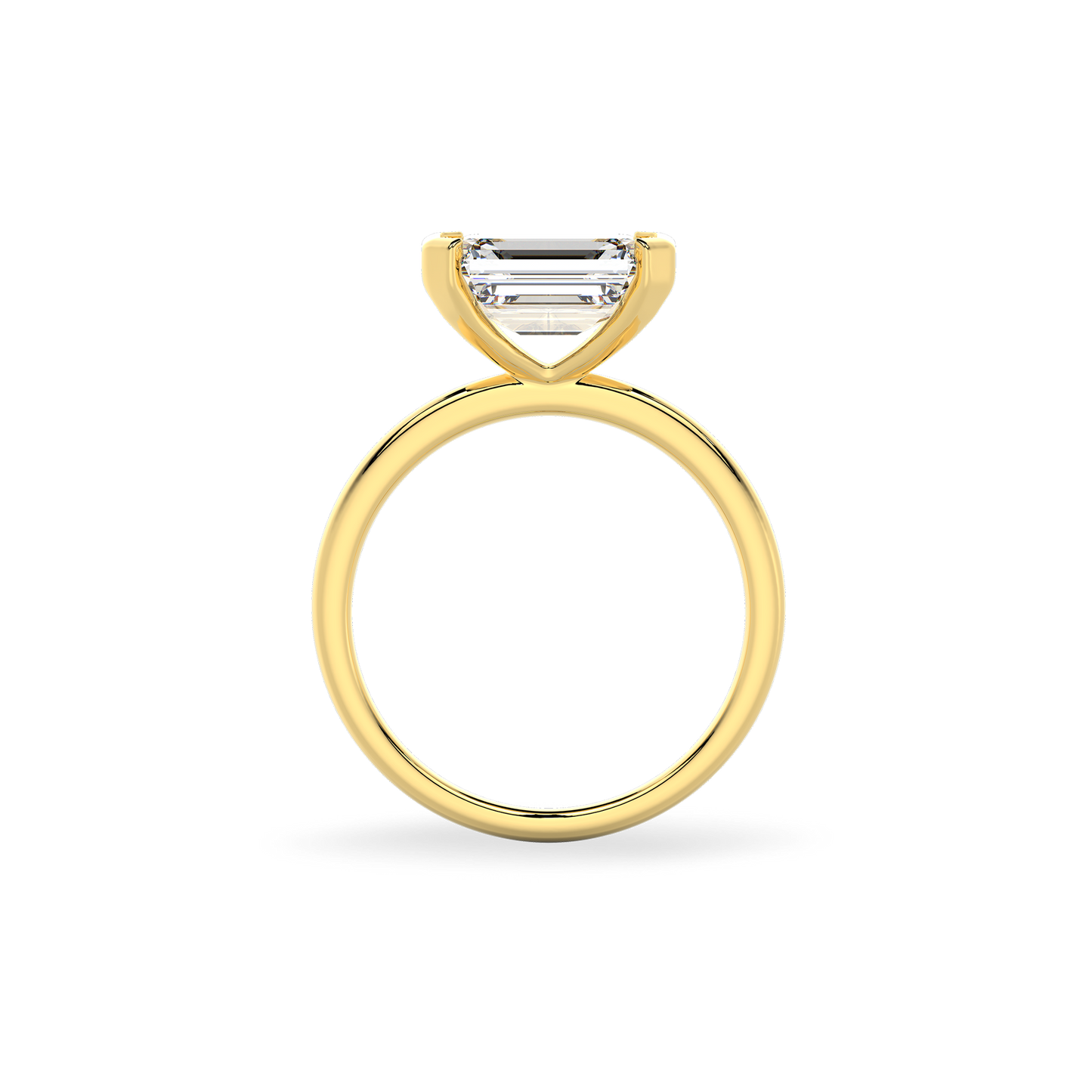Classic Emerald Half-Bezel Set Diamond Ring in 14K Yellow Gold