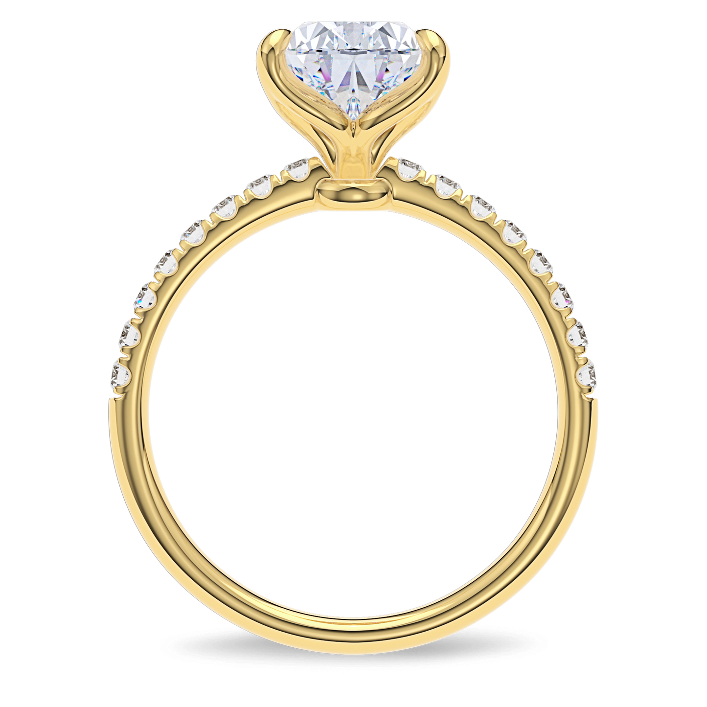 Dia Solitaire Pave Engagement Ring Pear•Yellow Gold
