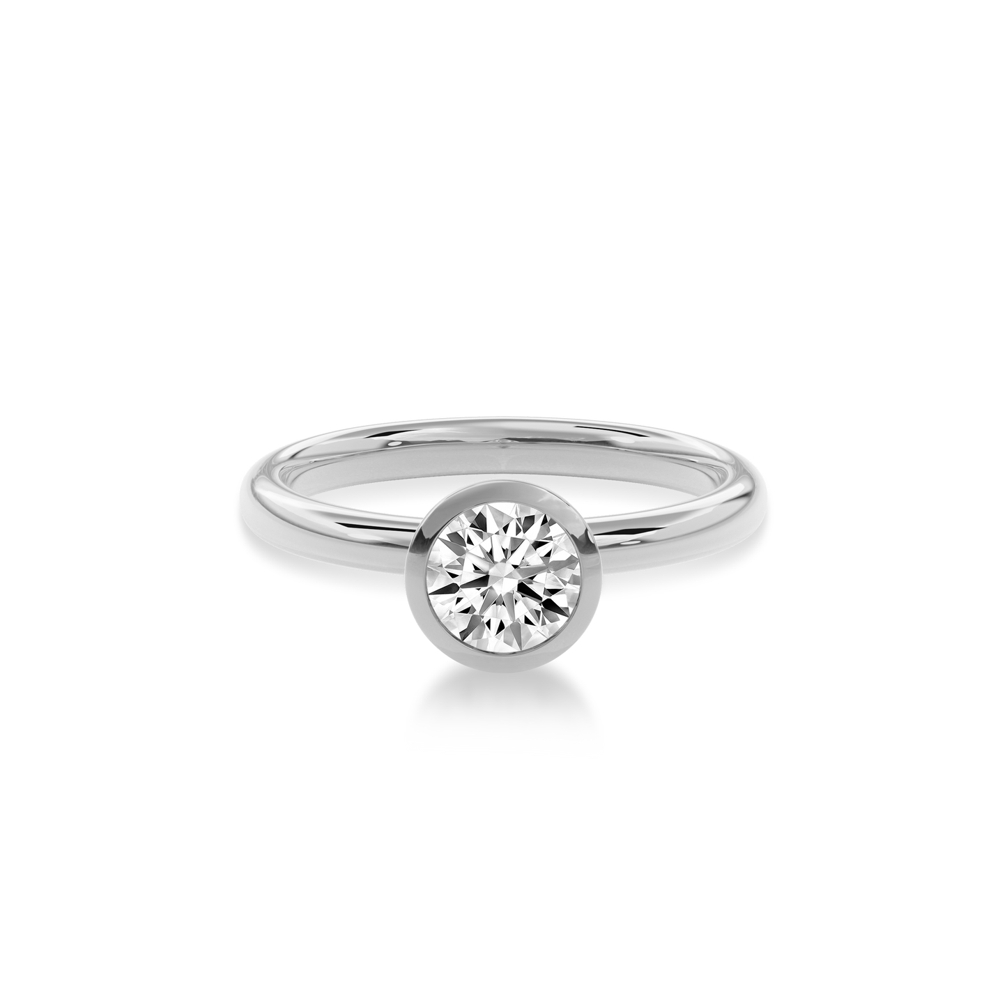 Bezel Ring Round•White Gold