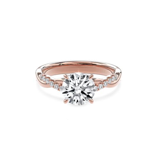 Rhea Twisted Pave Engagement Ring Round•Rose Gold