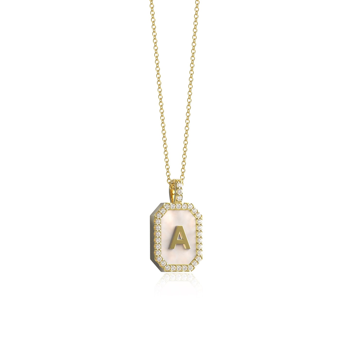 18k Gold Plated Silver Pearl Initial Zodiac & Initial Gemstone Pendant Necklace – Octagon  AW24N004G