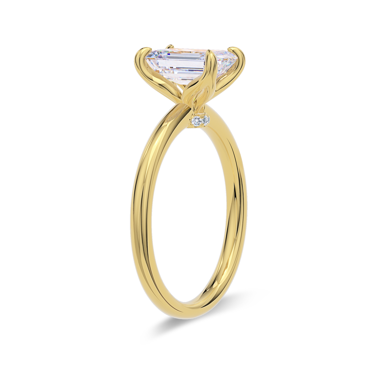Dia Solitaire Engagement Ring Emerald•Yellow Gold