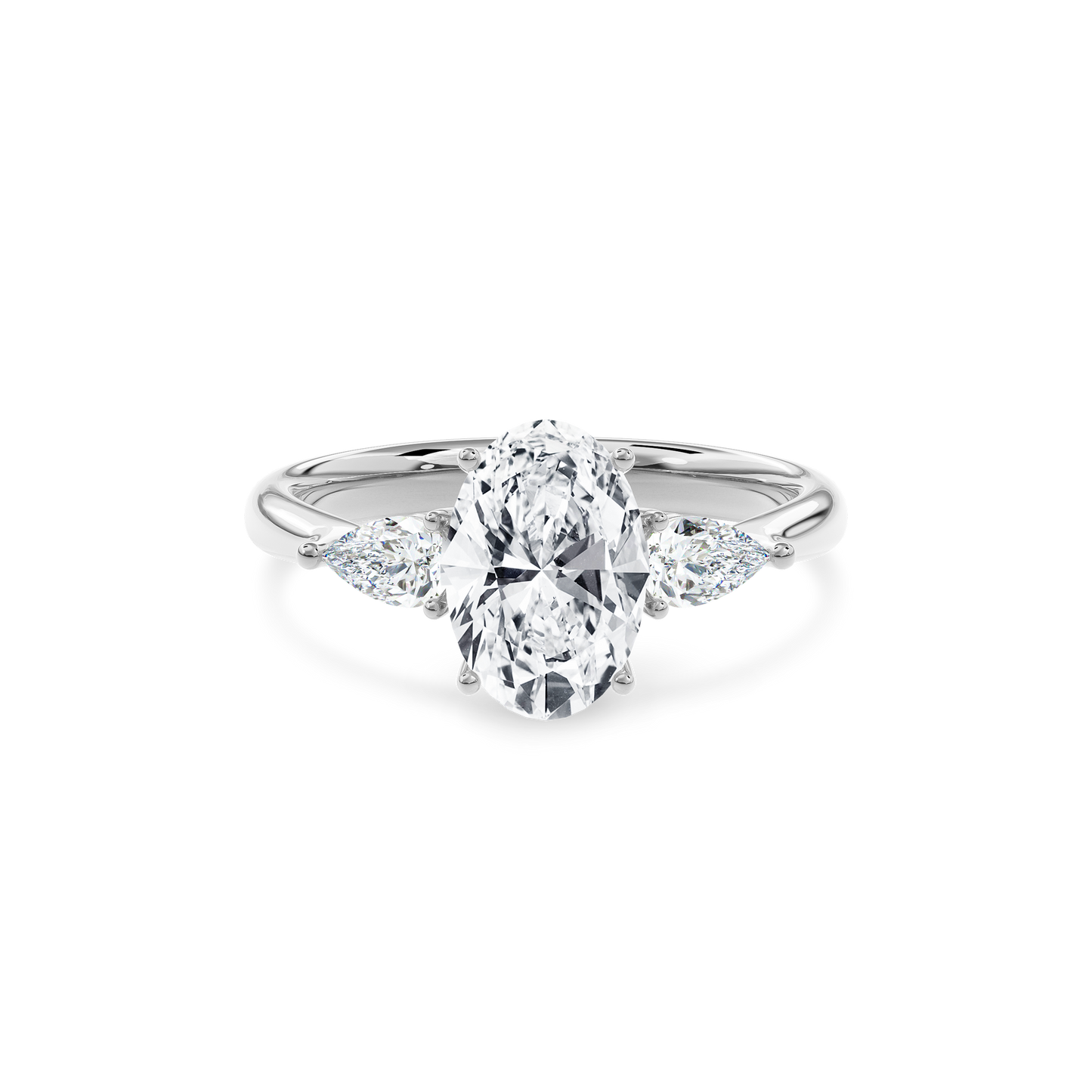 Daphnis Three Stones Engagement Ring Oval•White Gold