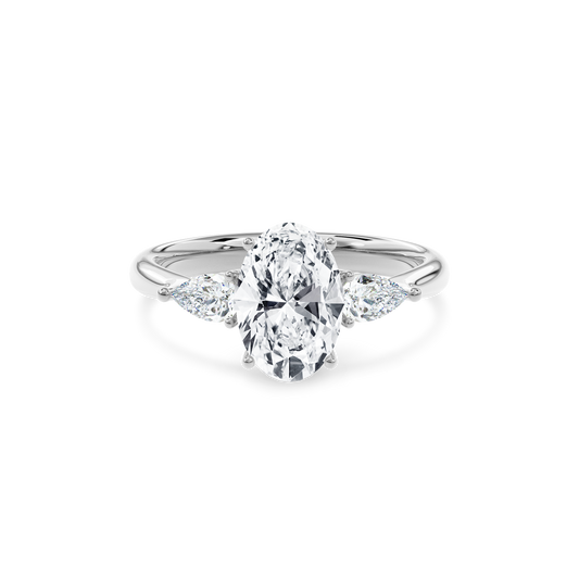 Daphnis Three Stones Engagement Ring Oval•White Gold