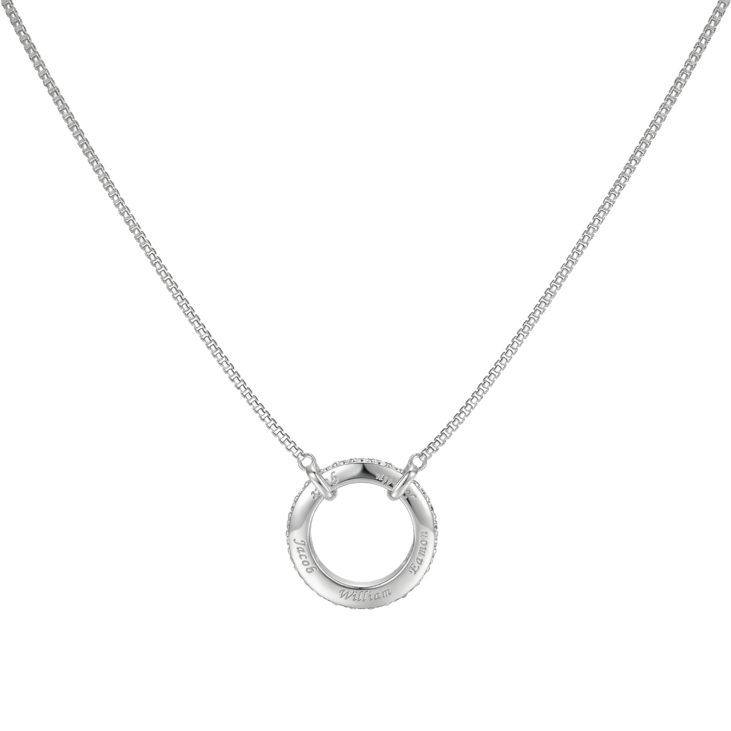 Circle of Love-March Birthstone Family Engraving Necklace SN040