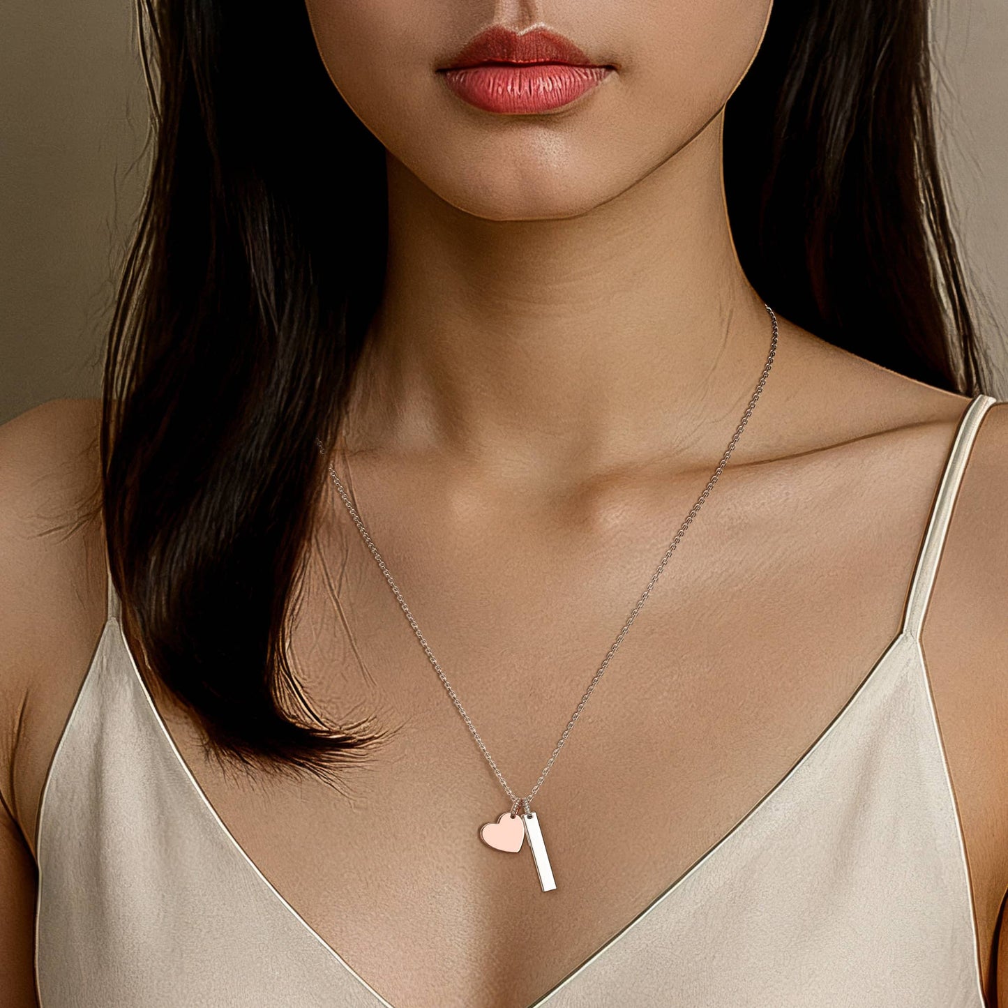 18K Rose Gold Plated Heart Engravable Pendant SP003