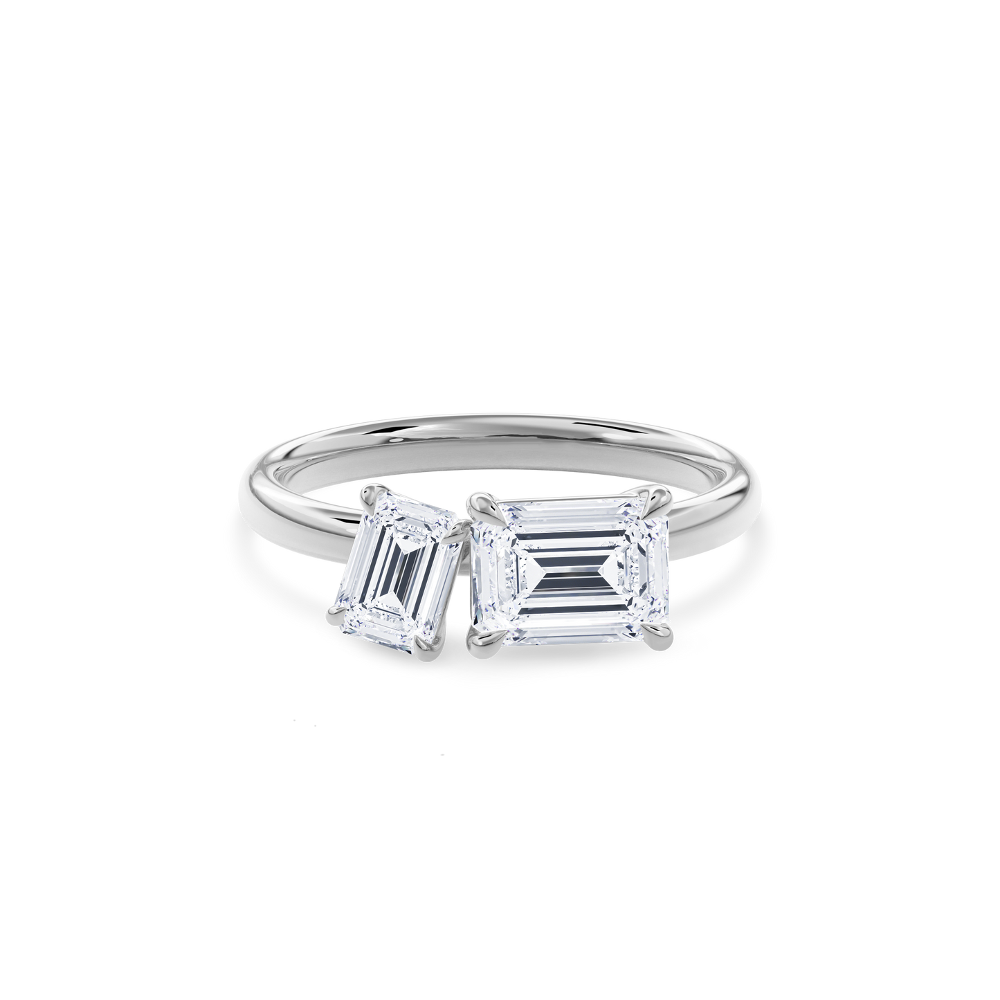 Callisto Two Stones Engagement Ring Emerald•White Gold