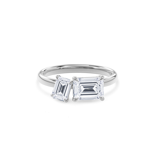 Callisto Two Stones Engagement Ring Emerald•White Gold