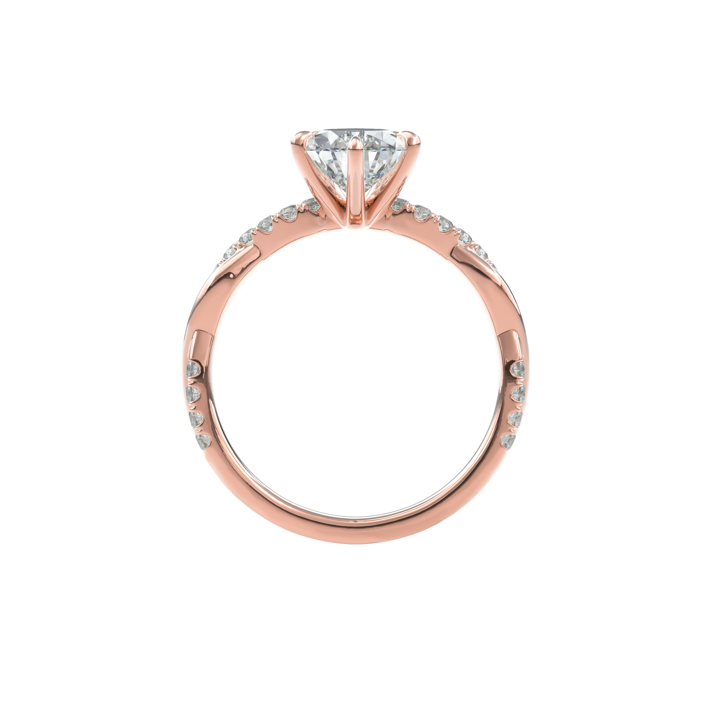 Rhea Twisted Pave Engagement Ring Pear•Rose Gold