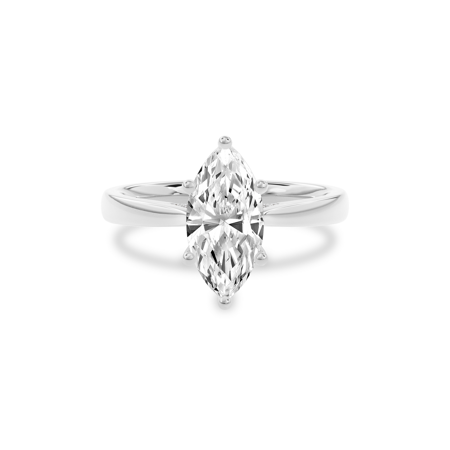 Elara Hidden Halo Salitaire Engagement Ring Marquise•White Gold