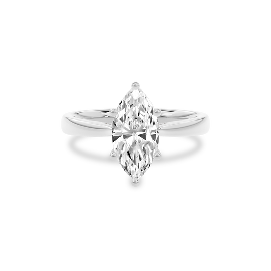 Elara Hidden Halo Salitaire Engagement Ring Marquise•White Gold