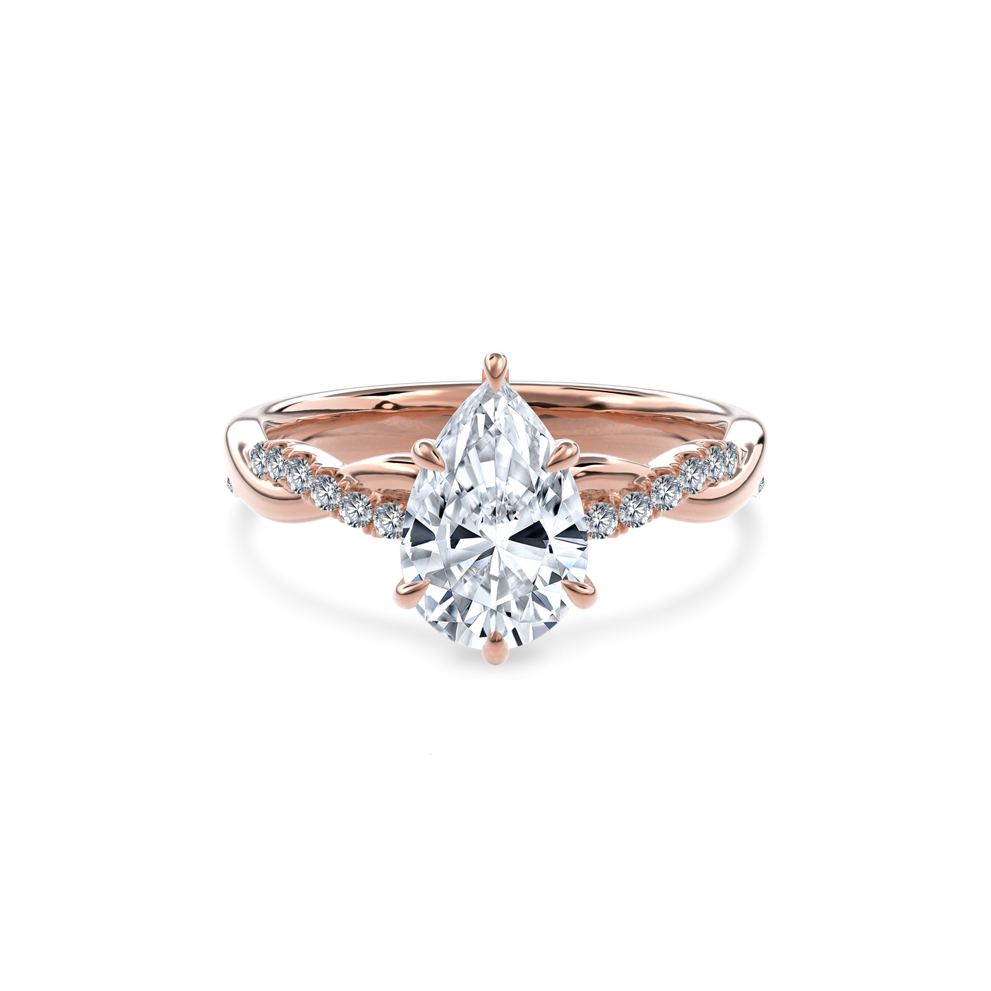 Rhea Twisted Pave Engagement Ring Pear•Rose Gold