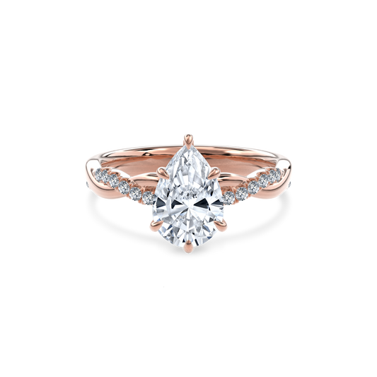 Rhea Twisted Pave Engagement Ring Pear•Rose Gold