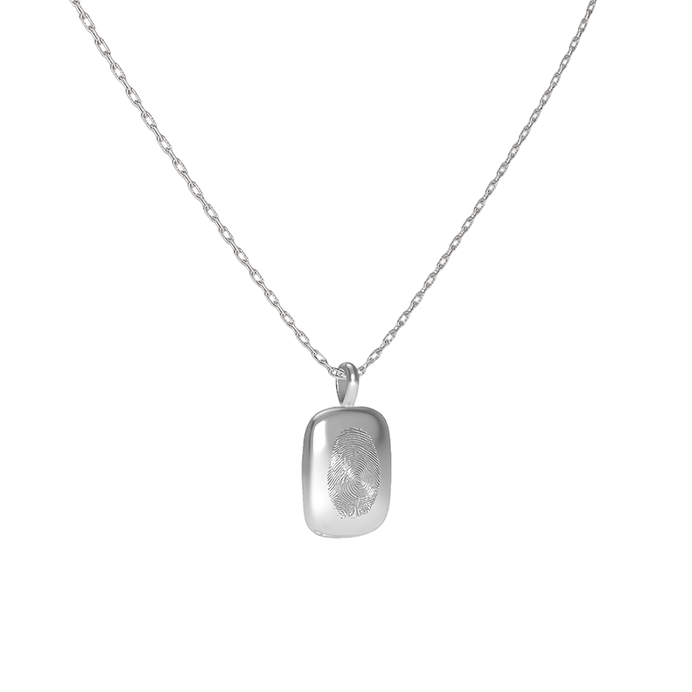 Rhodium Plated Rectangle SoulPrint Enamel Necklace SN044