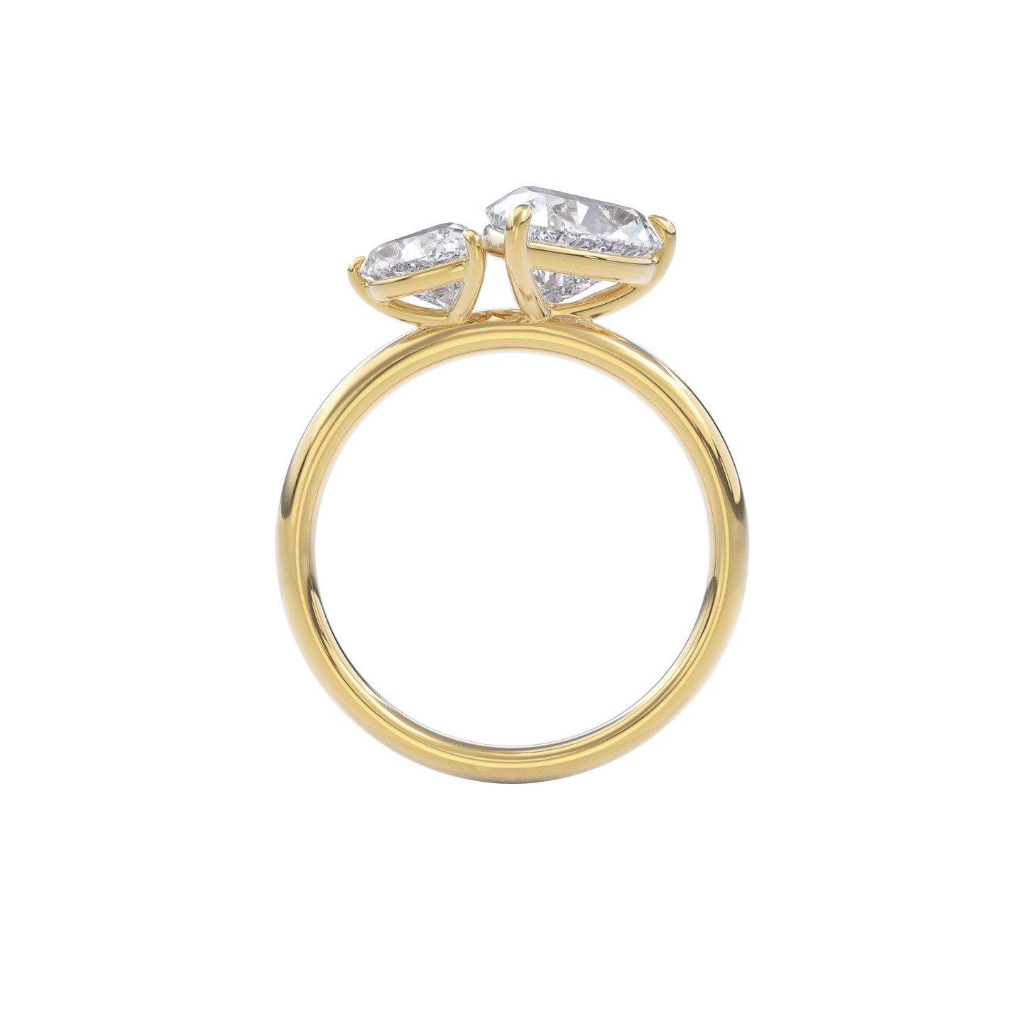 Callisto Two Stones Engagement Ring Heart•Yellow Gold
