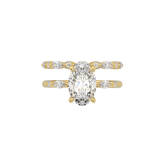 The Lumera Marquise & Round Half Band Engagement Ring in 14K Gold