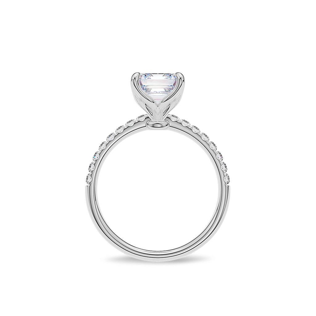 Dia Solitaire Pave Engagement Ring Radiant•White Gold