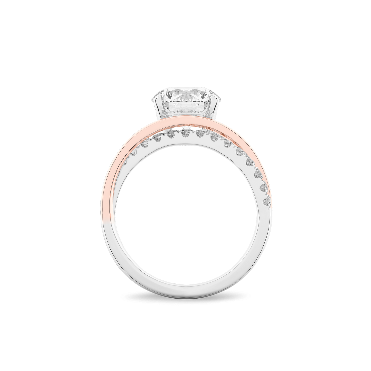 Interlace Meteor Round Ring in 14K Silver & Rose Gold