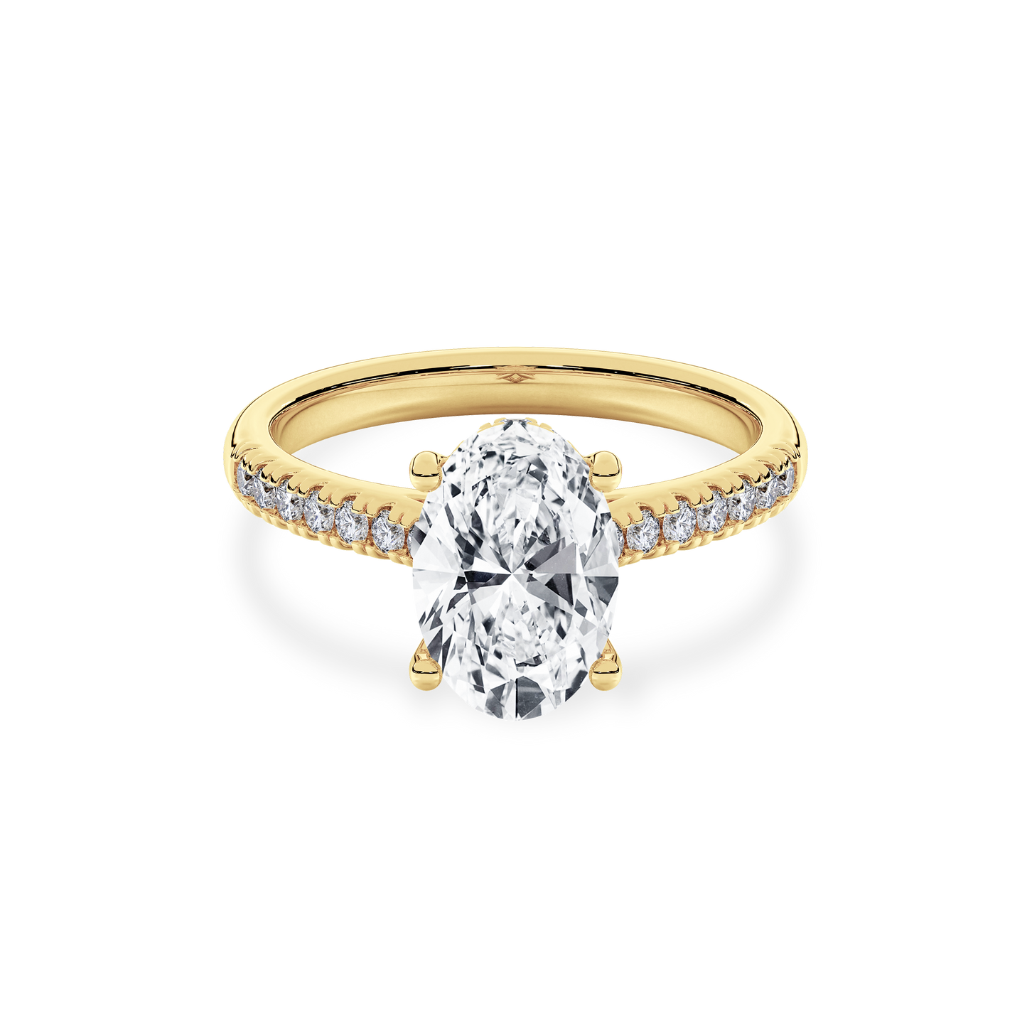 Hidden Halo II Oval Lab Grown Diamond Ring in 14K Gold