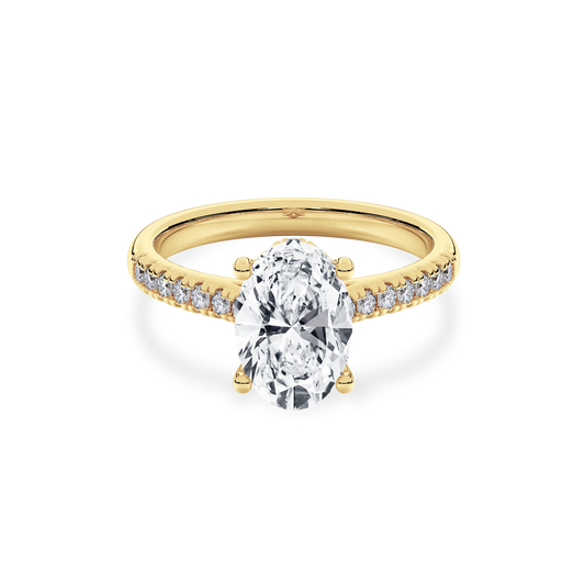 Hidden Halo II Oval Lab Grown Diamond Ring in 14K Gold