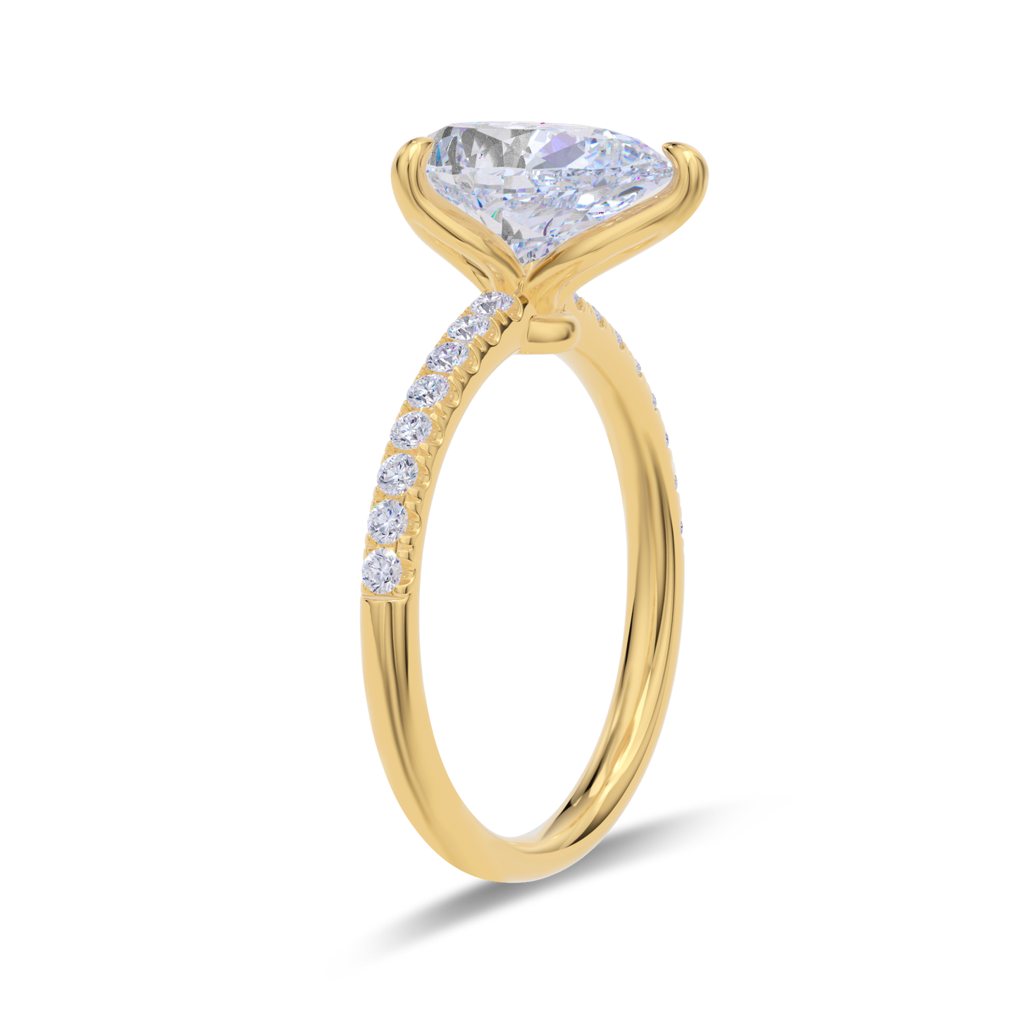 Dia Solitaire Pave Engagement Ring Pear•Yellow Gold