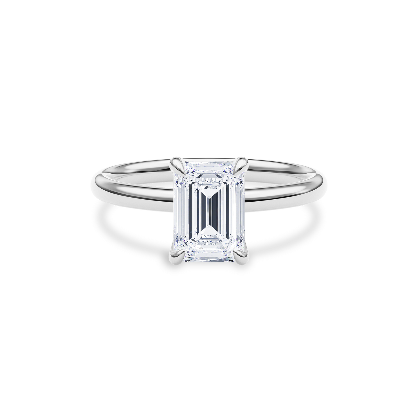 Dia Solitaire Engagement Ring Emerald•White Gold
