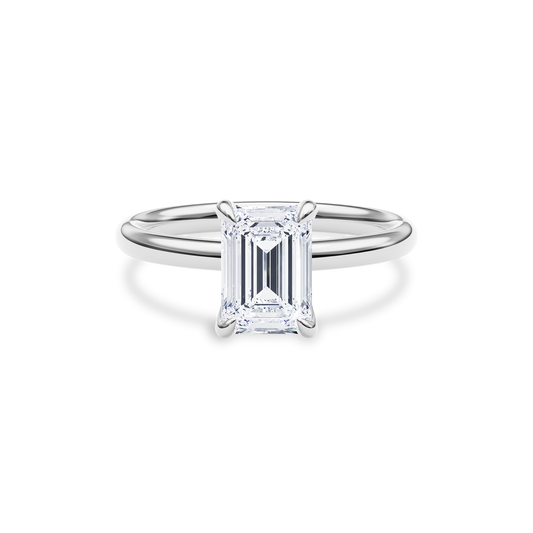 Dia Solitaire Engagement Ring Emerald•White Gold