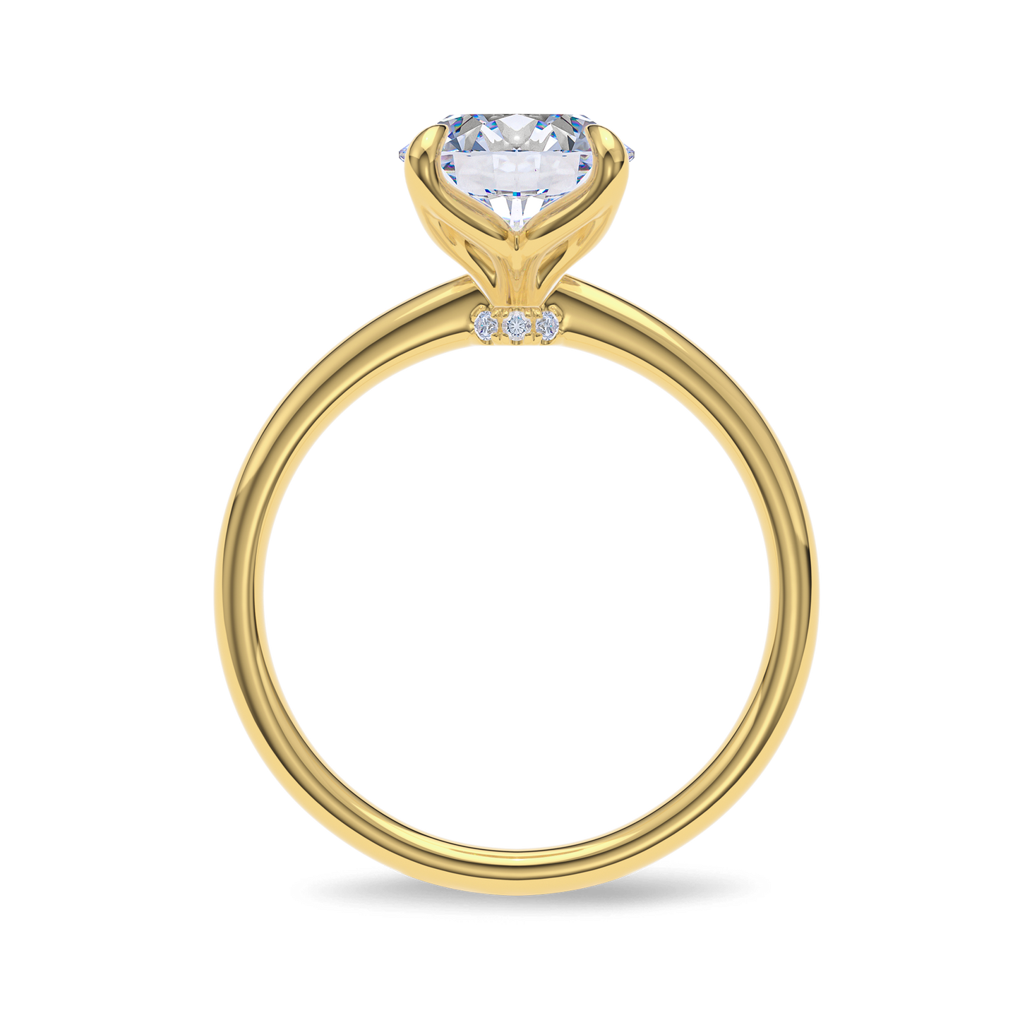 Dia Solitaire Pave Engagement Ring Round•Yellow Gold