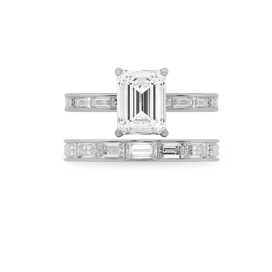 Channel Set Baguette Diamond Engagement Ring in 14K White Gold