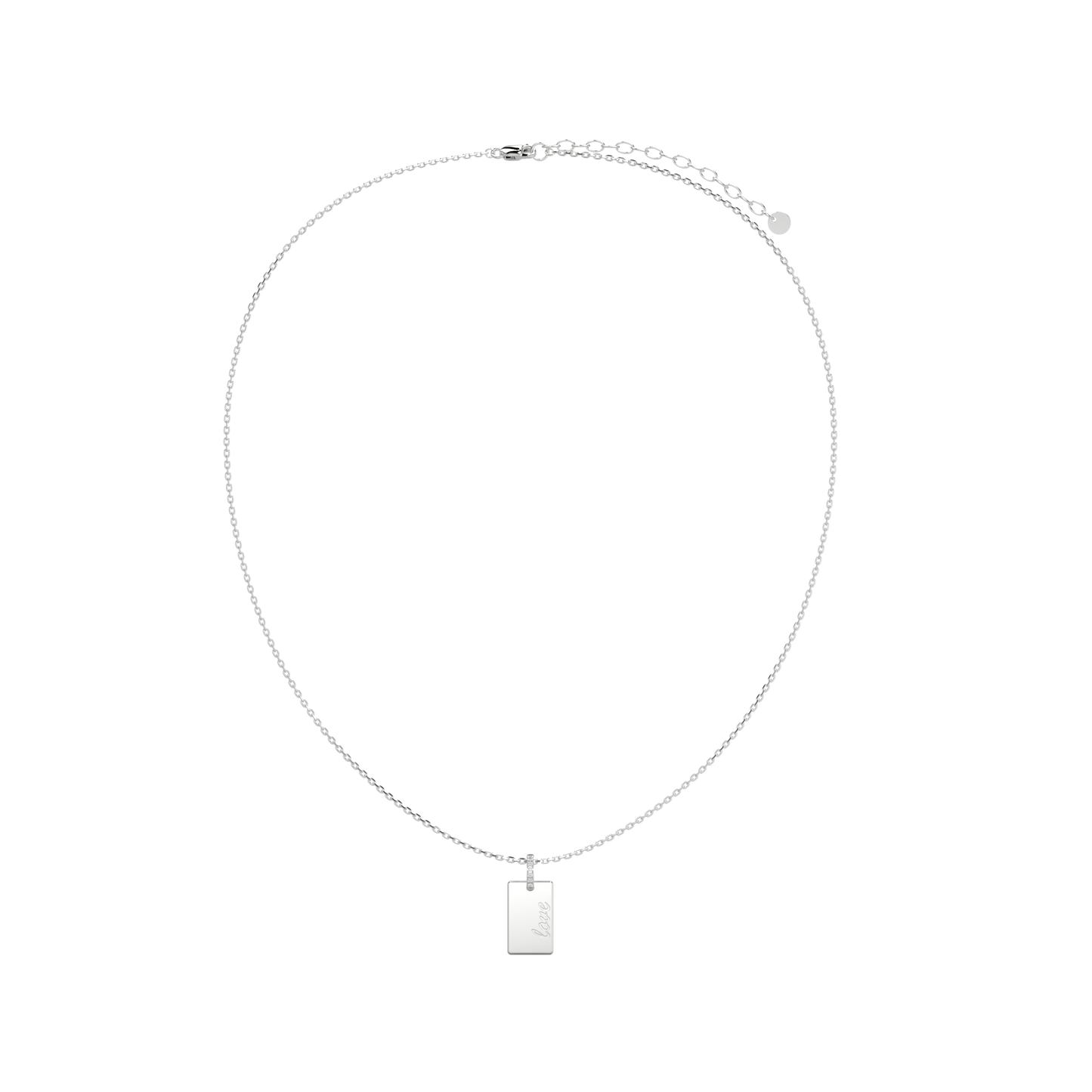 Rhodium Plated Silver Rectangle Engravable Necklace SS25N001S