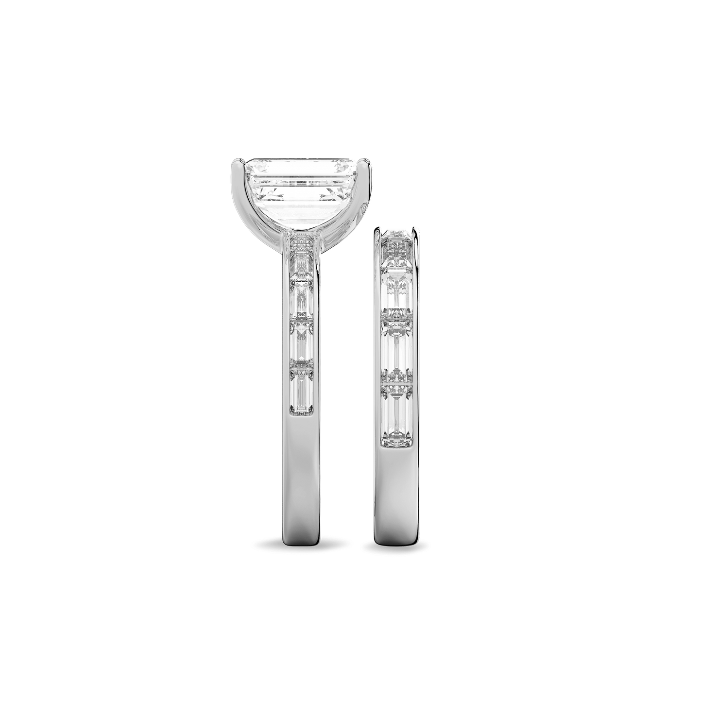 Channel Set Baguette Diamond Engagement Ring in 14K White Gold