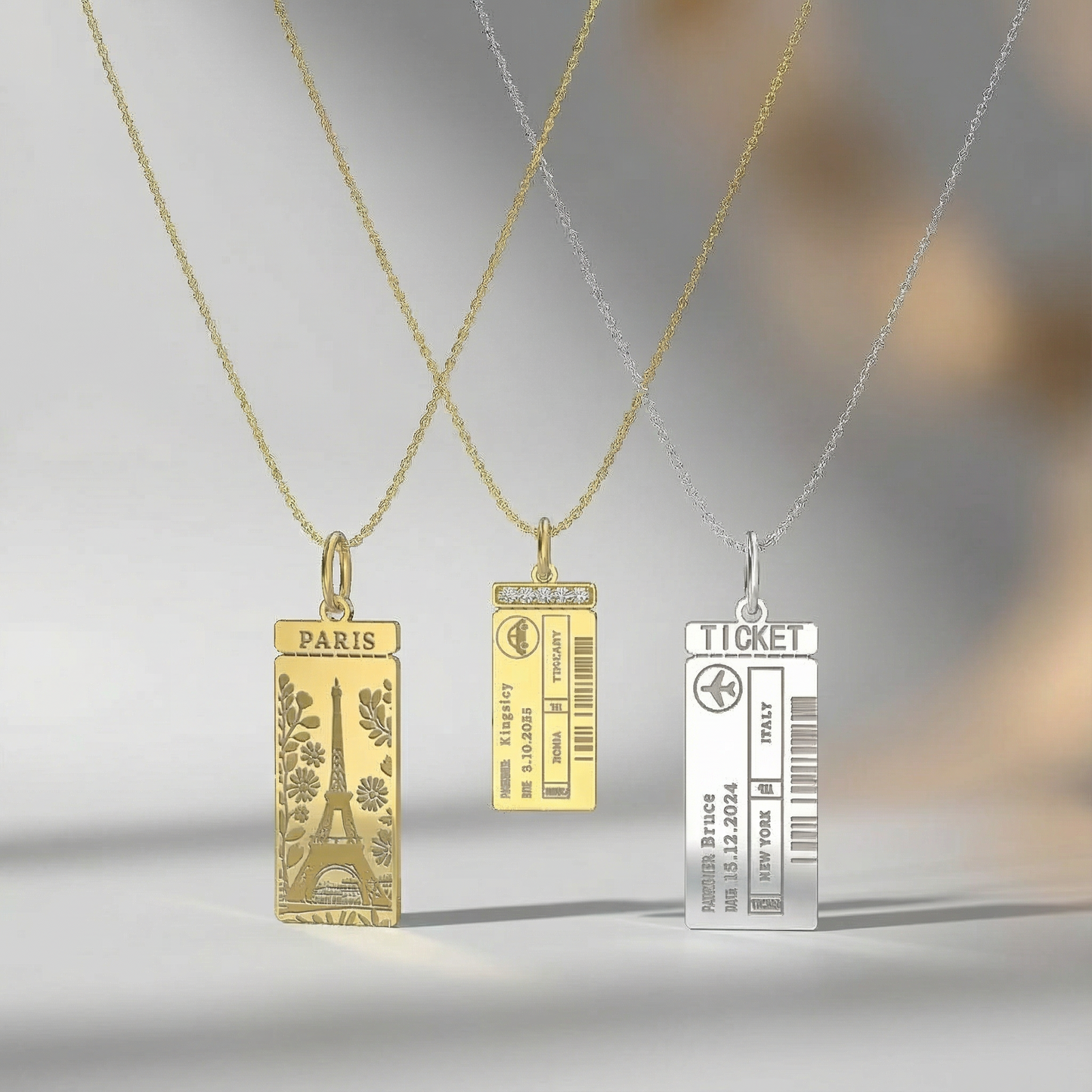 Luxe Woman Boarding Ticket Necklace SN003H