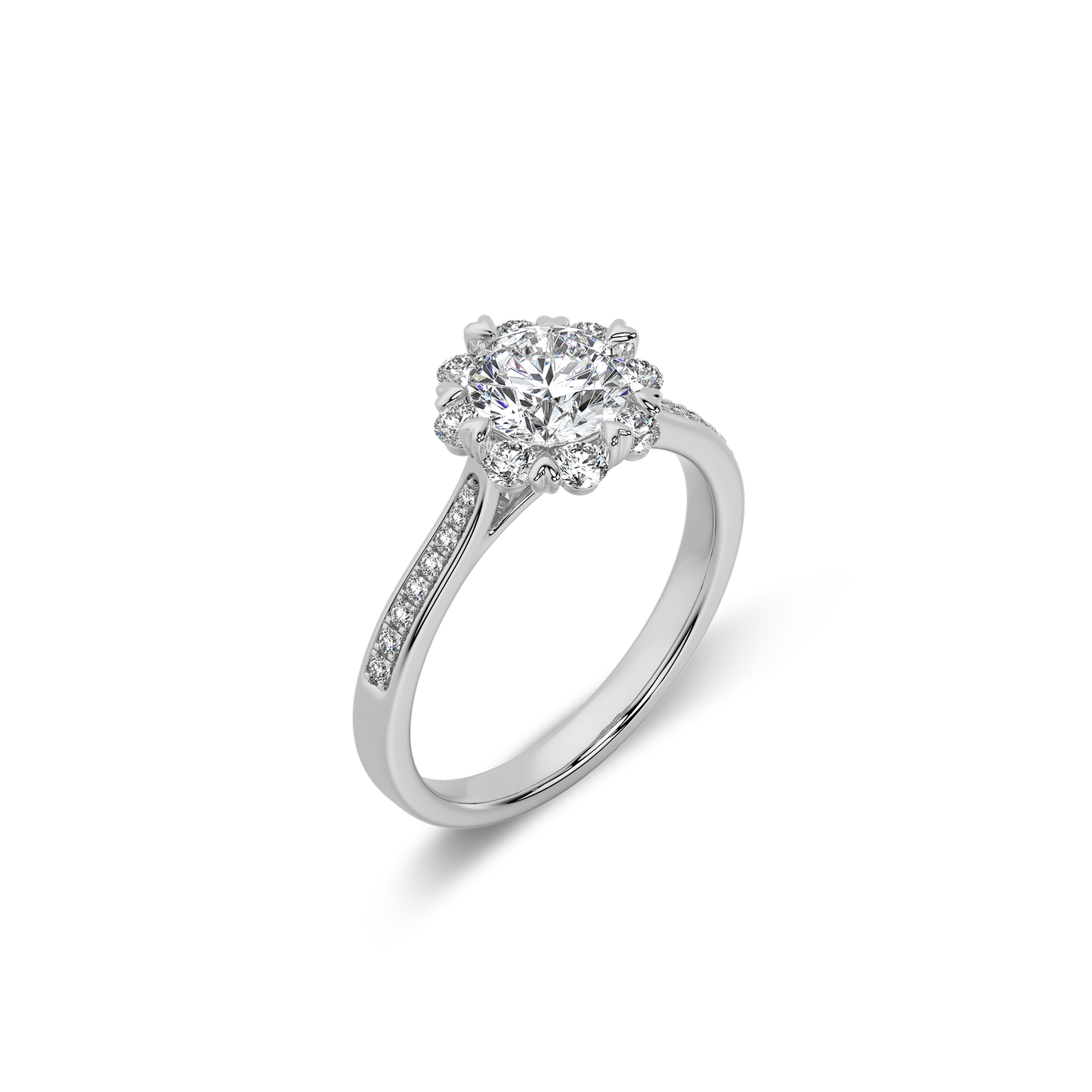 Bouquet Pave Ring Round White Gold