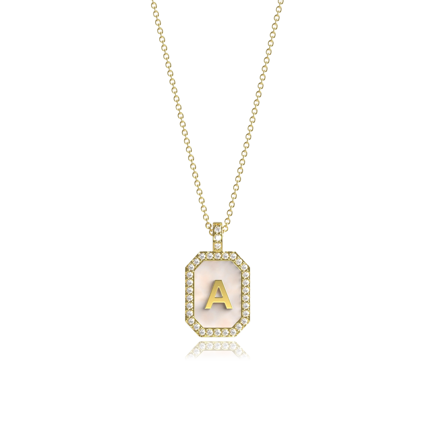 18k Gold Plated Silver Pearl Initial Zodiac & Initial Gemstone Pendant Necklace – Octagon  AW24N004G
