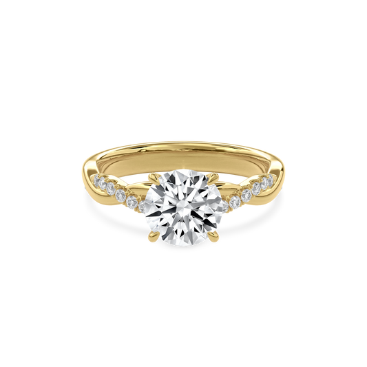 Rhea Twisted Pave Engagement Ring Round•Yellow Gold