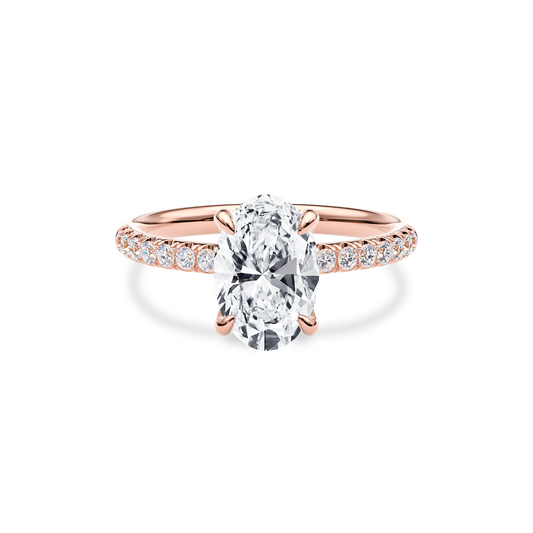 Dia Solitaire Pave Engagement Ring Oval•Rose Gold