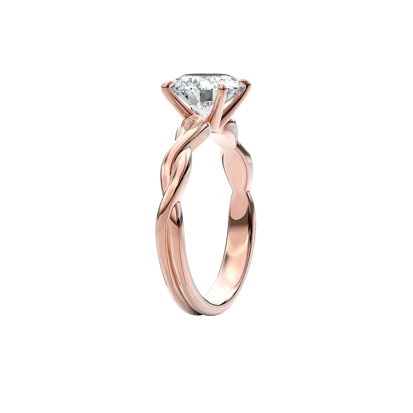 Rhea Twisted Engagement Ring Round•Rose Gold
