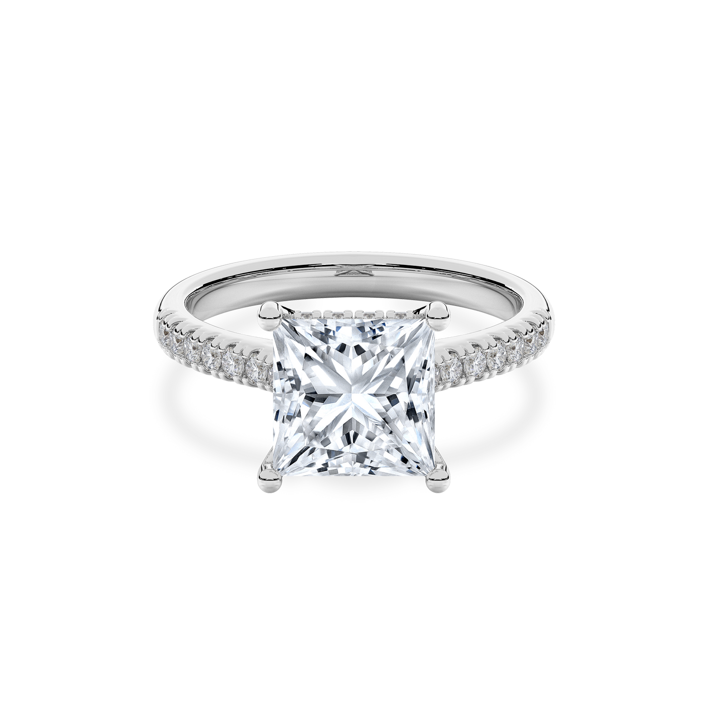 Hidden Halo II Princess Lab Grown Diamond Ring in 14K White Gold