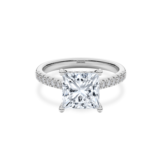 Hidden Halo II Princess Lab Grown Diamond Ring in 14K White Gold