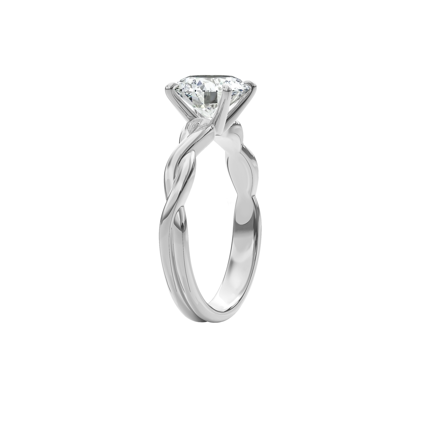 Rhea Twisted Engagement Ring Round•White Gold