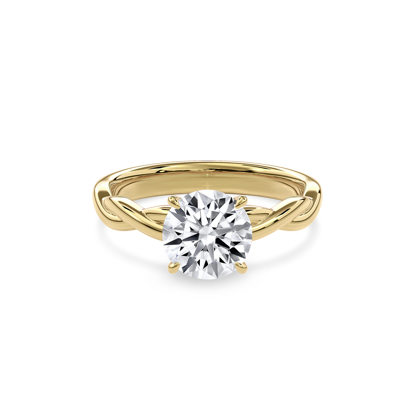 Rhea Twisted Engagement Ring Round•Yellow Gold