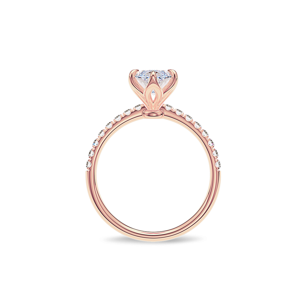 Dia Solitaire Pave Engagement Ring Marquise•Rose Gold