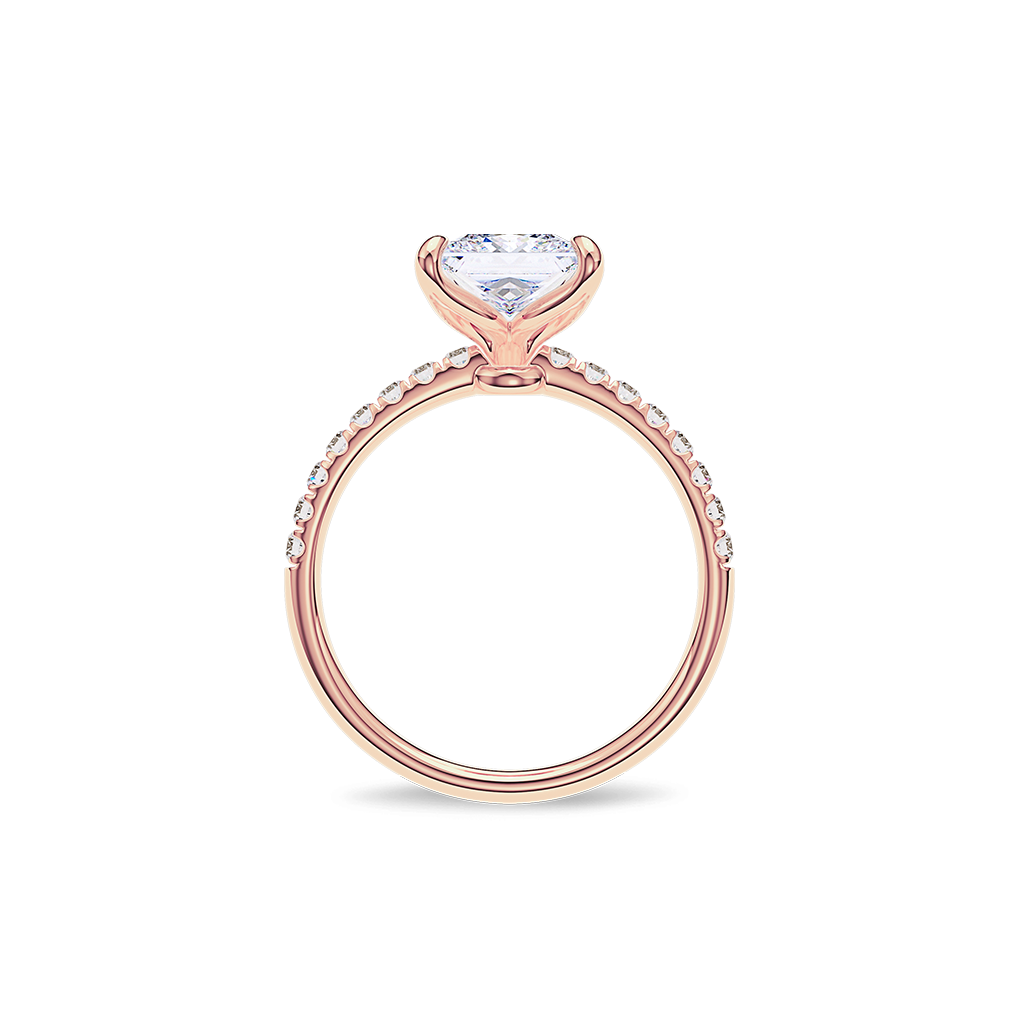 Dia Solitaire Pave Engagement Ring Princess•Rose Gold